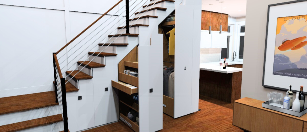 Rendering of Under-the-stair pull-out storage
